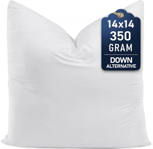 Utopia Bedding Throw Pillow - Fluffy Down Alternative Cushion for Bed & Sofa | 14 x 14 Inches, White