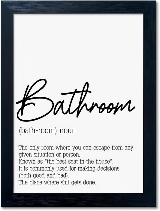 Regine Switzerland Black and White Bathroom Rules Print - Modern Framed Wall Art for Guest Toilet Decor