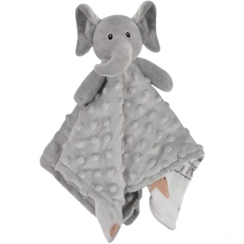 BORITAR Elephant Baby Security Blanket - Soft Minky Dot Fabric Lovey with Cute Animal Backing | 14-Inch Plush Cuddle Blankie