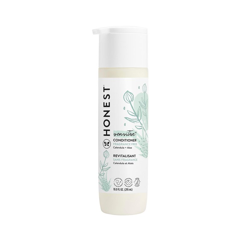 The Honest Company Silicone-Free Conditioner, Gentle, Hypoallergenic, Naturally Derived Ingredients, Fragrance-Free for Sensitive Skin, 10 fl oz