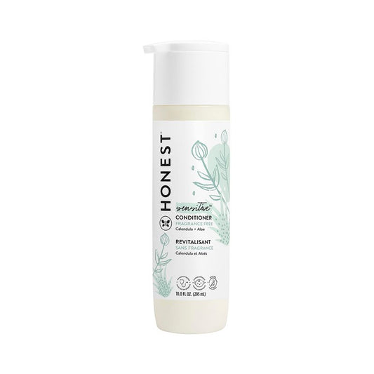 The Honest Company Silicone-Free Conditioner, Gentle, Hypoallergenic, Naturally Derived Ingredients, Fragrance-Free for Sensitive Skin, 10 fl oz