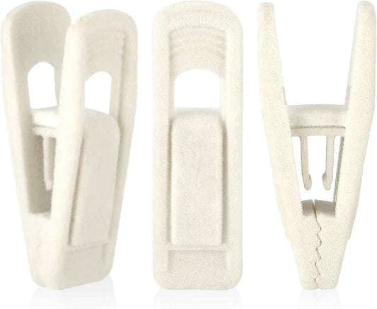 Tinfol Ivory Velvet Hanger Clips - 24 Pack Strong Flocked Clips for Slim-Line Clothes Hangers