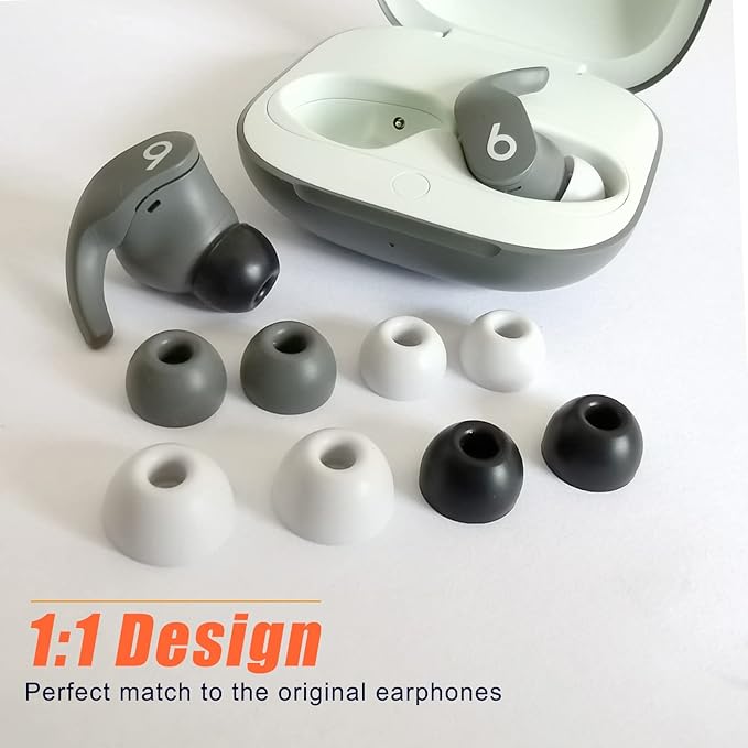 Silicone Ear Tips for Beats Fit Pro, Studio Buds & Solo Buds, Universal Replacement for Beats Earbuds, 6 Pairs LMS Gray
