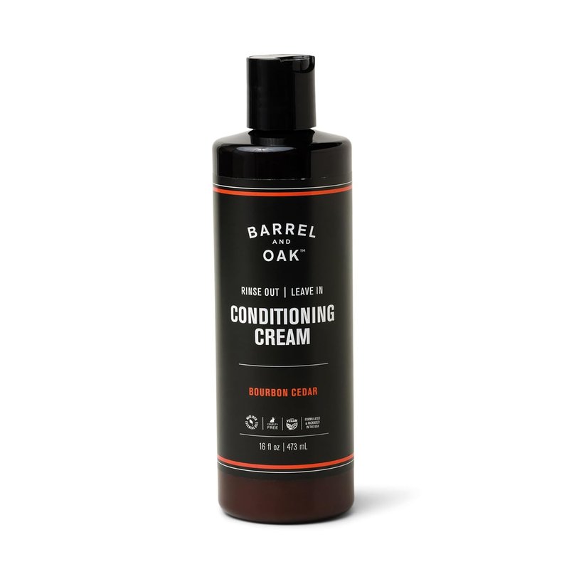 Leave In Conditioner Cream for Men - Dual-Use Styling & Hydration | Restores Dry Hair, Bourbon Cedar Scent, 16 oz