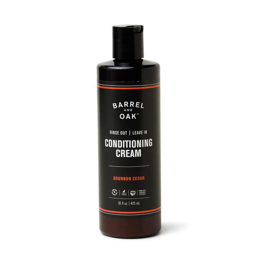 Leave In Conditioner Cream for Men - Dual-Use Styling & Hydration | Restores Dry Hair, Bourbon Cedar Scent, 16 oz