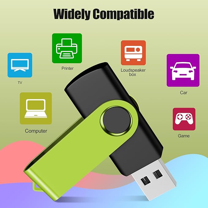 EASTBULL USB Flash Drive Bulk 2GB 20 Pack with Lanyards USB 2.0 Thumb Drive Bulk Memory Stick Swivel Pen Drive for Storage and Backup 2GB 20 Pack, Green