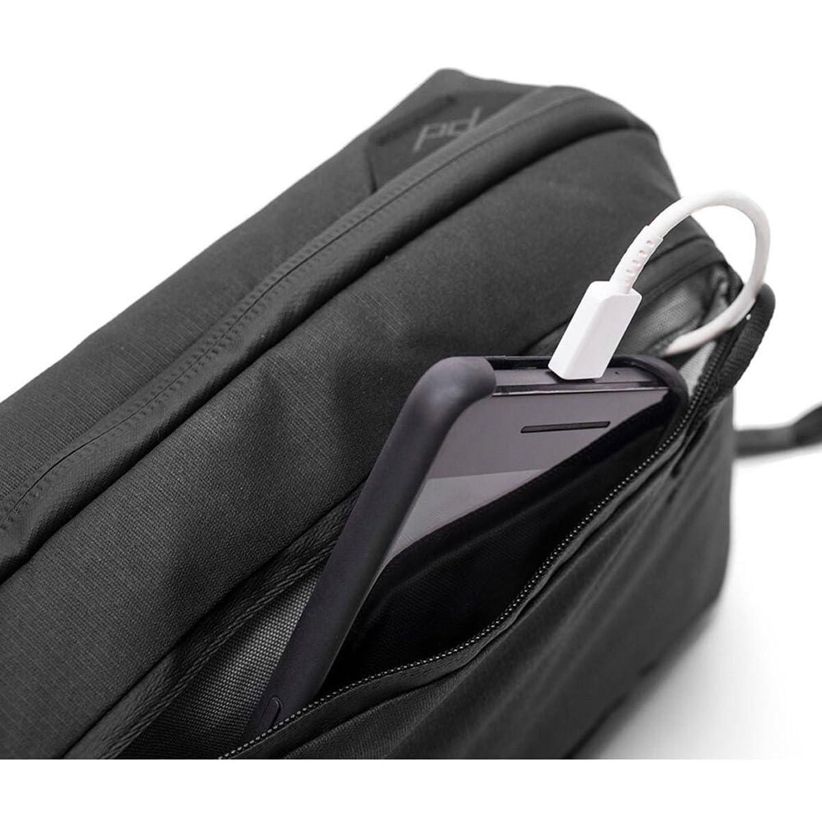 Peak Design Tech Pouch, Black, Electronics Organizer for Travel or Everyday Carry, Origami-Style Storage, Cable Pass-Through, Weatherproof Recycled Nylon, Gear Carry Bag for Men and Women