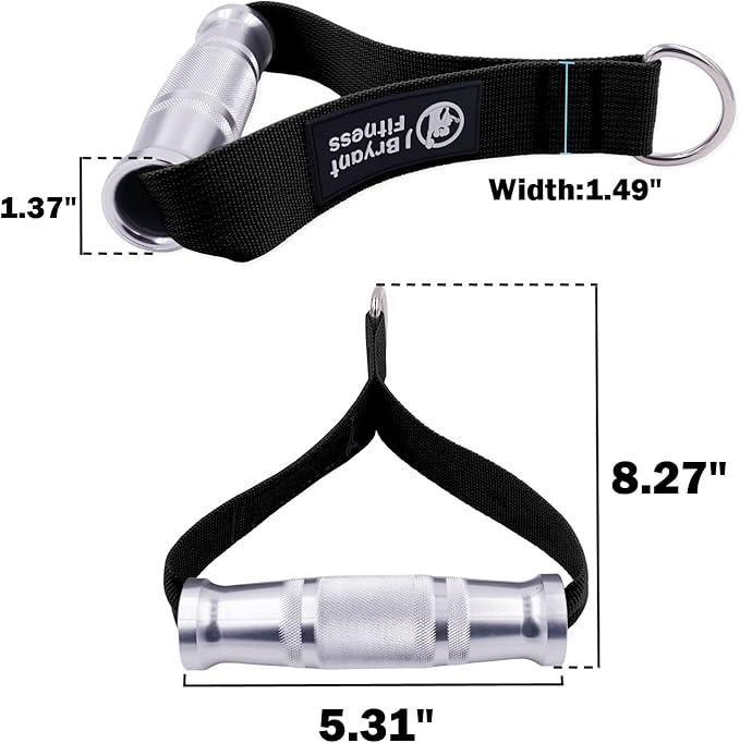 J Bryant Fitness Metal Gym Handles for Cable Machine Attachment Heavy Duty Aluminum Alloy Handle Grips Durable Workout Handles for Resistance Bands Pulley LAT Pull Down System (Black Thick)