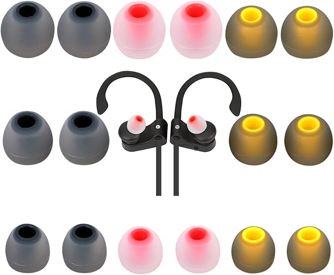 TSZYYM Earbud Tips Ear Bud Tips Soft Anti Slip Washable and Reusable Silicone Replacement Earbud Tips Fit Most in-Ear Earbuds(Inner Hole 3.8mm -5.1mm) 18pcs S M L
