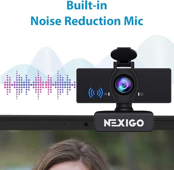 NexiGo N60 1080P Webcam with Microphone, Software Control & Privacy Cover, USB HD Computer Web Camera, Plug and Play, for Zoom/Skype/Teams, Conferencing and Video Calling