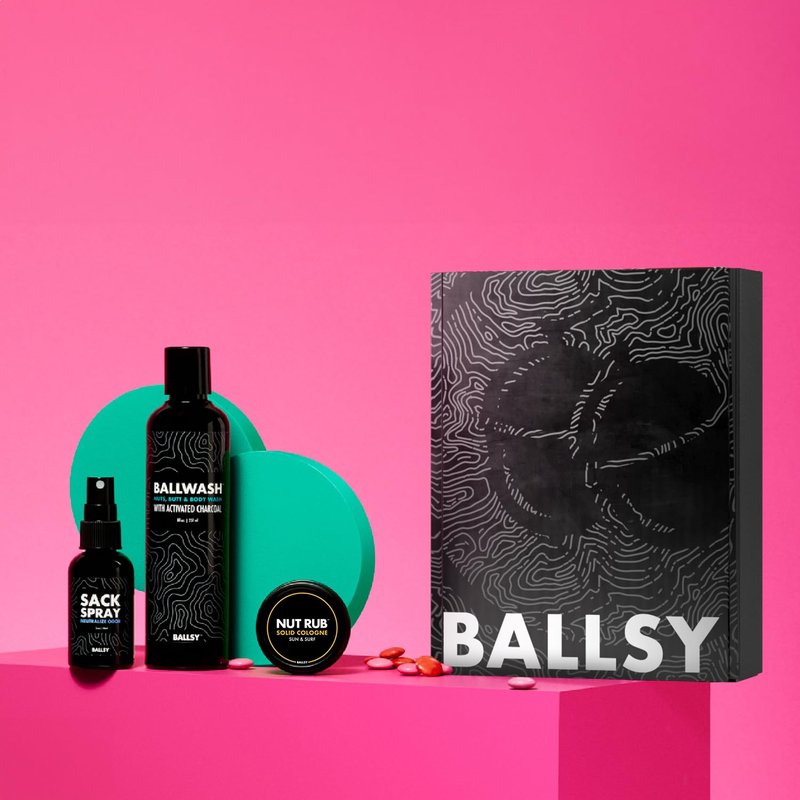 Ballsy Sack Pack, Men's Fresh Kit, Includes Body Wash, Deodorizing Spray and Cologne Rub, Men's Body Care, Ball Wash for Men Gift Pack, Sun & Surf