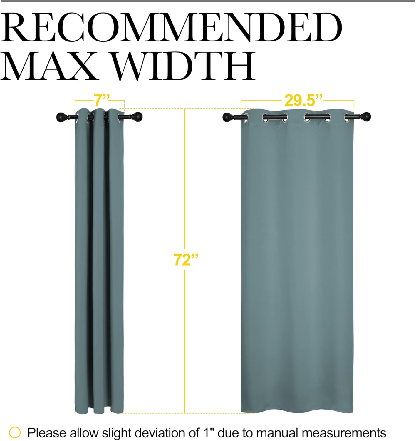 NICETOWN Modern Blackout Curtains - Noise Reducing & Thermal Insulated Drapes | Greyish Blue, 2 Panels (W34 x L72-Inch)