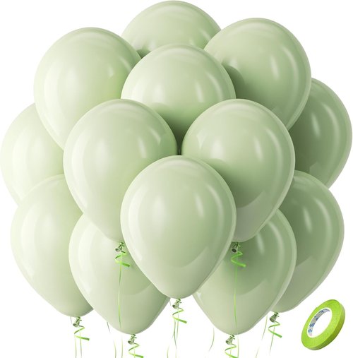 Bezente Sage Green Balloons - 100 Pack 12-Inch Round Latex Balloons for Weddings & Parties