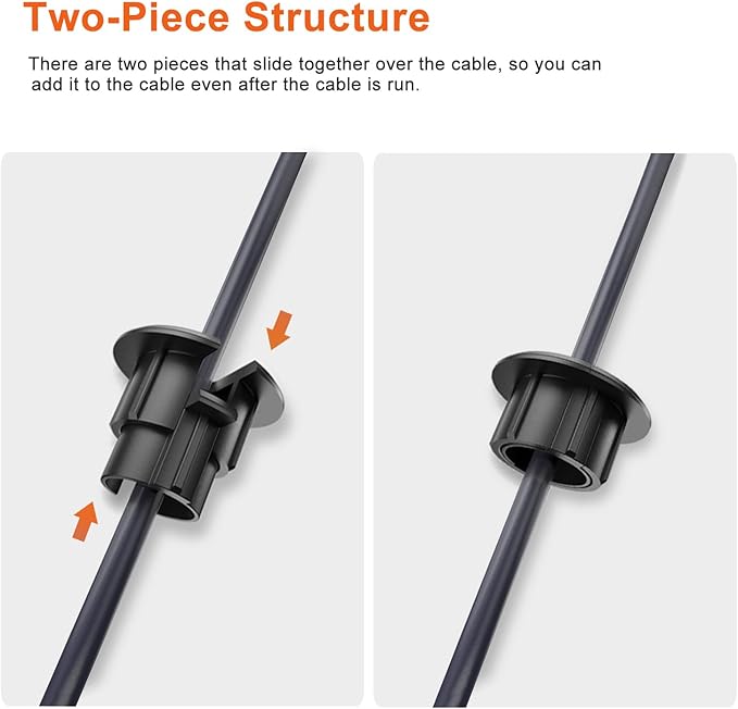 Sactulaz Wall Bushing Grommet for Starlink Dishy Router Ethernet adapter Cable, Starlink Cable Routing Kit Feed-Through for 1 inch Wall Hole and Furnitures Wire Hole (Black, 3 Pack)