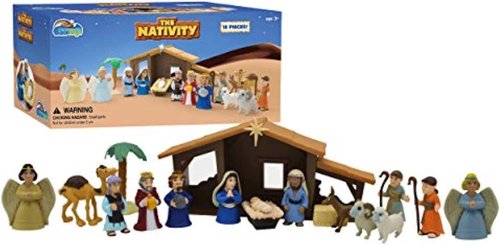 BibleToys Nativity Set - 18-Piece Christmas Manger Scene With Mini-Storybook for Kids 3+