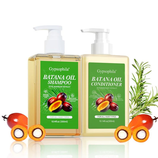 Gypsophila Batana Oil Shampoo and Conditioner, Hair loss and Batana Oil for Hair Growth Shampoo, Sulfate-Free for Both Men and Women 10.14 Fl Oz