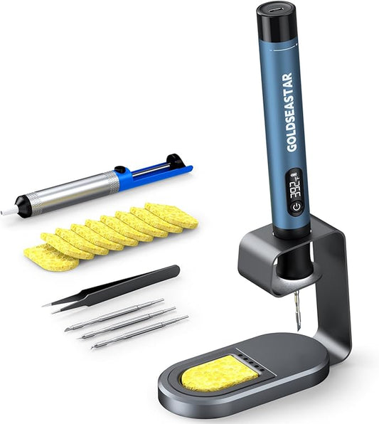 Cordless Soldering Iron Kit - 7s Fast Heating, Blue