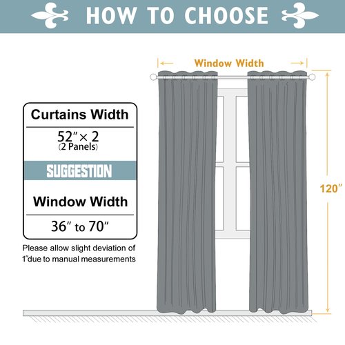 ChrisDowa Room Darkening Curtains 120 Inches Long 2 Panels Set for Living Room, Grommet Thermal Insulated Blackout Curtains for Bedroom (Greyish White, 52 x 120 Inch)
