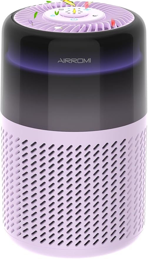 AIRROMI HEPA Air Purifier for Bedroom&Home,Pet Air Purifier for Home Pets,Removes Pet Odor,Cat Litter Smell,Dust,Smoke&Allergies,Quiet Room Air Purifier with Scents,360°Air Cleaner,A2005 Purple