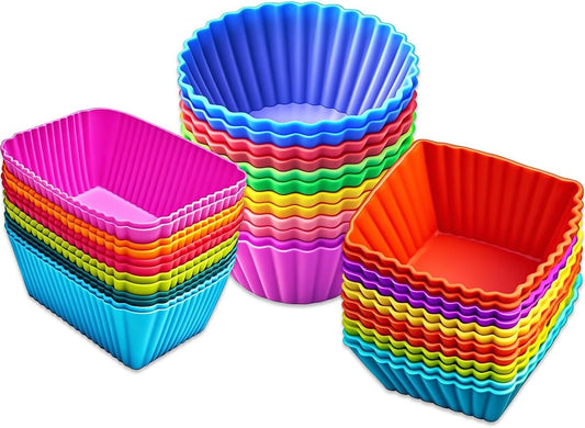 Skiennix Silicone Cupcake Liners - 36 Pack Reusable Non-Stick Baking Molds for Muffins & Bento Box Dividers