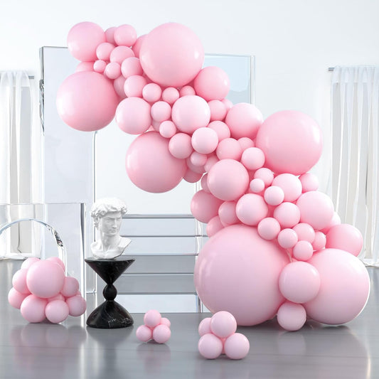 PartyWoo Light Pink Balloons - 100 Pcs Assorted Sizes for Baby Shower & Birthday Decor | Pastel Arch Kit