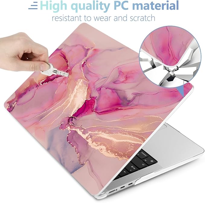 MEEgoodo Case for M5/M4/M3/M2 MacBook Air 13 inch 2026 2025 2024 2022, Fit Model A3449/A3240/A3113/A2681, Case Compatible with MacBook Air 13.6-inch, Gold Splashes Marble