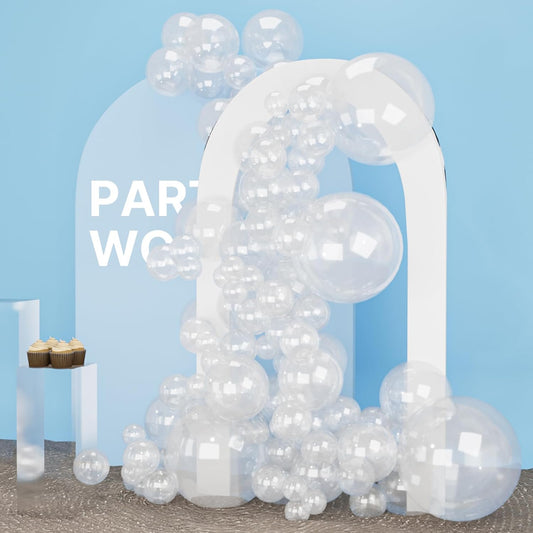 PartyWoo Clear Balloons - 152-Piece Transparent Balloon Arch Kit for Weddings & Celebrations | 5-18 Inch Sizes