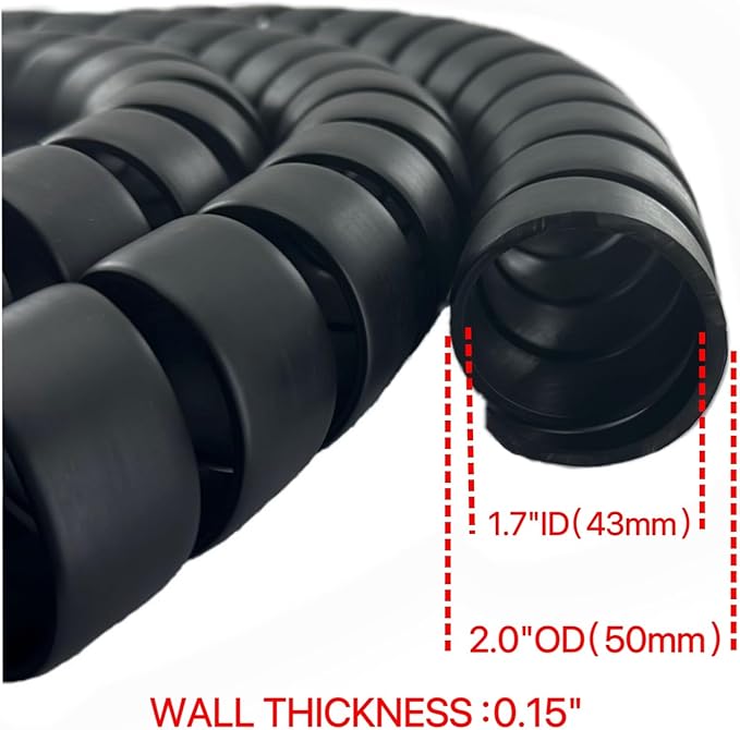 XIENLIU Spiral Wrap Cable Protector - 2.0" OD x 10' Pre-Cut Lengths - Safe Hose Protector to Avoid Wear and Extend Life for Hydraulic Pneumatic Hoses