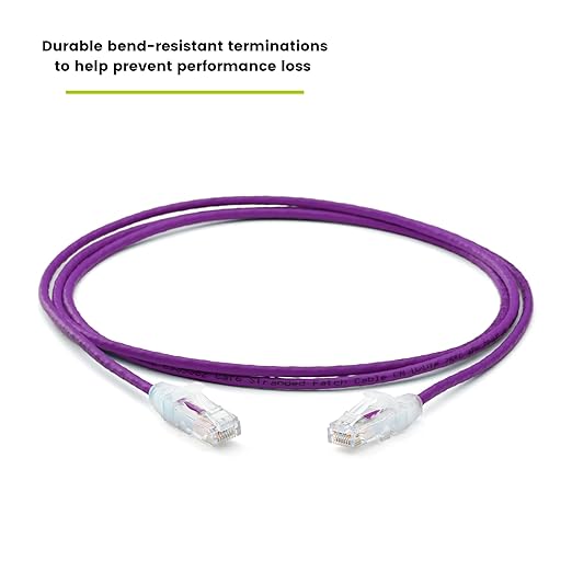 TRUECABLE Cat6 Component Rated Patch Cable, Unshielded (U/UTP), 5ft, Purple, 28AWG Stranded Pure Copper, Snagless 10G High-Speed Ethernet Cable, PoE++ 4PPoE 100W, UL Listed, RoHS-3, 5 Pack