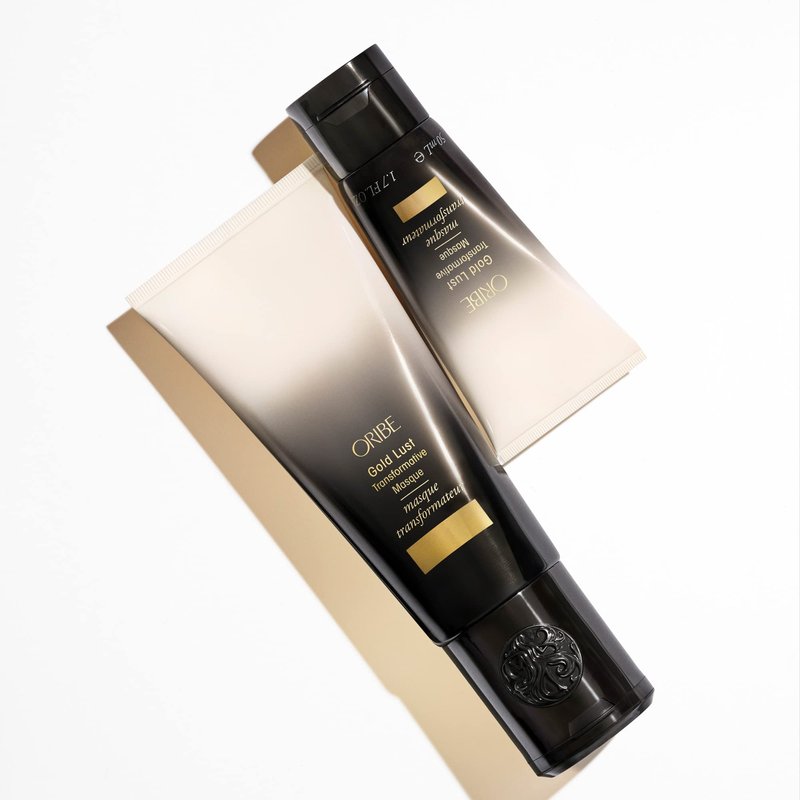 Oribe Gold Lust Transformative Mask Travel Size - Strengthens & Repairs Damage - Adds Softness, Shine & Nourishes Dry Strands - With Biotin & Niacinamide - For Damaged Hair - 1.7 oz