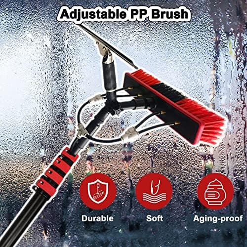 Professional Window Cleaning Kit 4M-12M, Telescopic Water Fed Pole with Squeegee & Brush, Extendable Roof & Solar Panel Cleaner for Outdoor Glass Cleaning