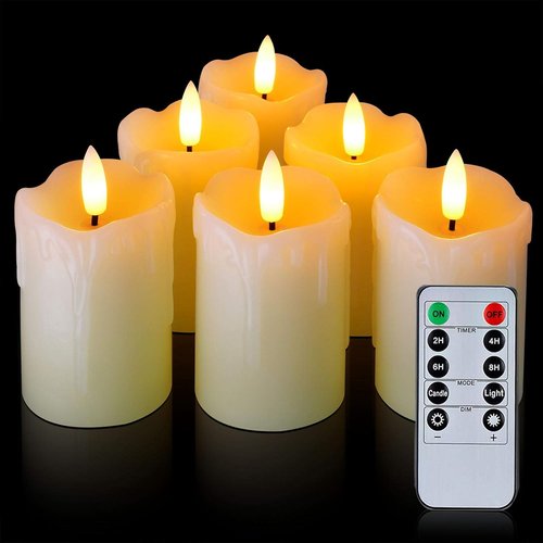 Homemory Flameless Votive Candles - Real Wax, Timer Remote, 2" x 3", 6 Pack for Weddings & Parties