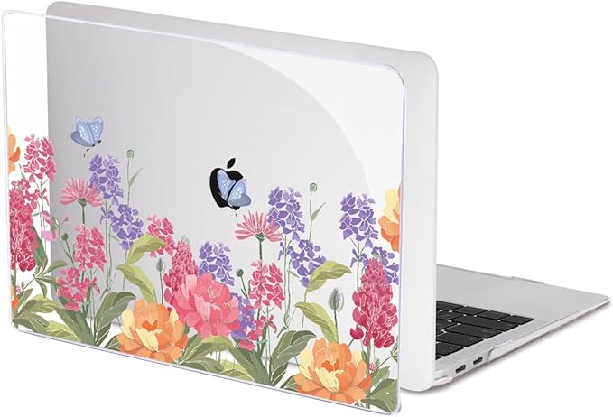 LCMOCICO for MacBook Pro 13 Inch Case 2022 2021 2020 Release A2338 M2 M1 A2251 A2289, Plastic Hard Shell Case for MacBook Pro 13.3 inch with Touch Bar & Touch ID, Pink & Purple Flowers