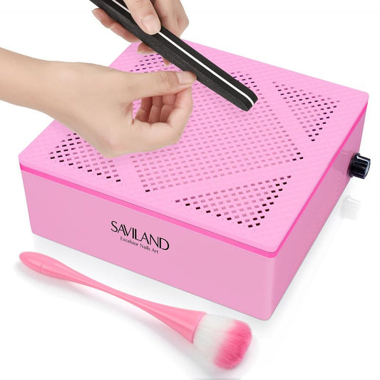 SAVILAND Nail Dust Collector Quiet, Low Noise Dust Collector Nail Tech with Reusable Filter, Compact Fan Dust Collector Nail Dust Brush Manicure Pedicure Tool for Acrylic Nail Polishing,Salon & Home