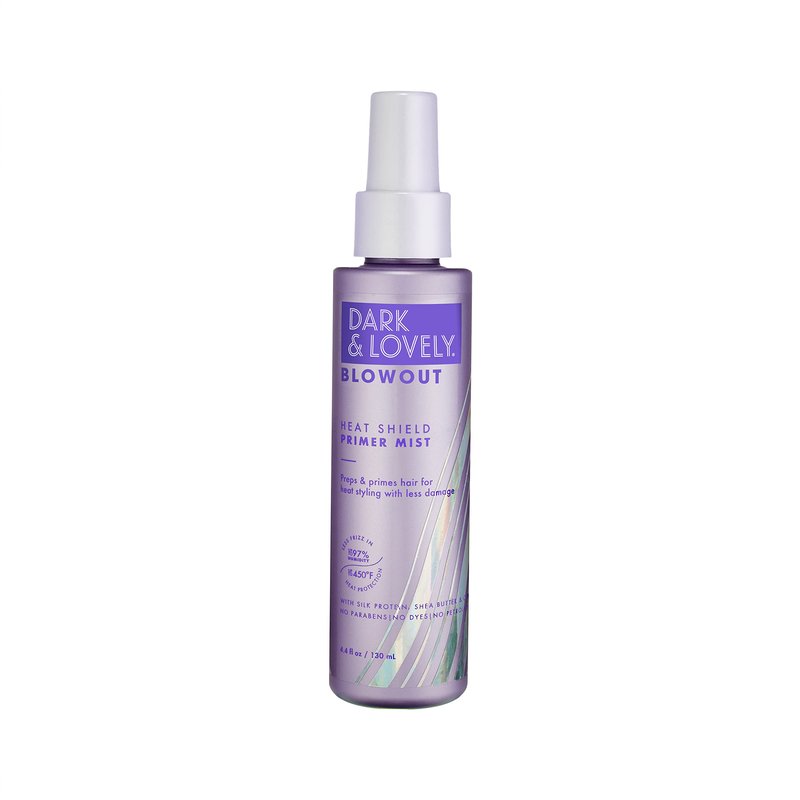 SoftSheen-Carson Dark and Lovely Blowout Heat Shield Hair Primer, Blow Dry Spray & Heat Protectant with Castor Oil, For Curly & All Hair Types, 4.4 fl oz