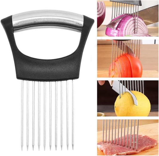 Skiennix Onion Holder - Stainless Steel Vegetable Cutter for Easy Slicing of Fruits & Veggies