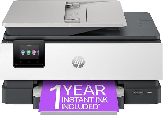 HP OfficeJet Pro 8139e Wireless All-in-One Color Inkjet Printer, Print, scan, Copy, fax, ADF, Duplex Printing Best-for-Home Office, 1 Year Instant Ink Trial Included, AI-Enabled (40Q51A)