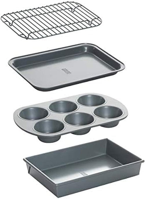 Chicago Metallic Non-Stick Toaster Oven Set - 4-Piece Baking Essentials for Perfect Meals