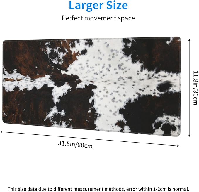 PPZCXWP Mouse Pads Western Highland Cowhide Ranch Style Large Mouse Pad, Gaming Mousepad, Keyboard and Mouse Pad with Stitched Edges,PC Desk Mat for Game,Work,Office(31.5"*11.8")