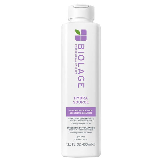 Biolage Hydra Source Detangling Solution - Conditions, Instantly Detangles & Controls Static, For Dry Hair, With Micro-Filtered Aloe Vera & Fermented Hyaluronic Acid, 13.5 Fl Oz, Packaging may vary