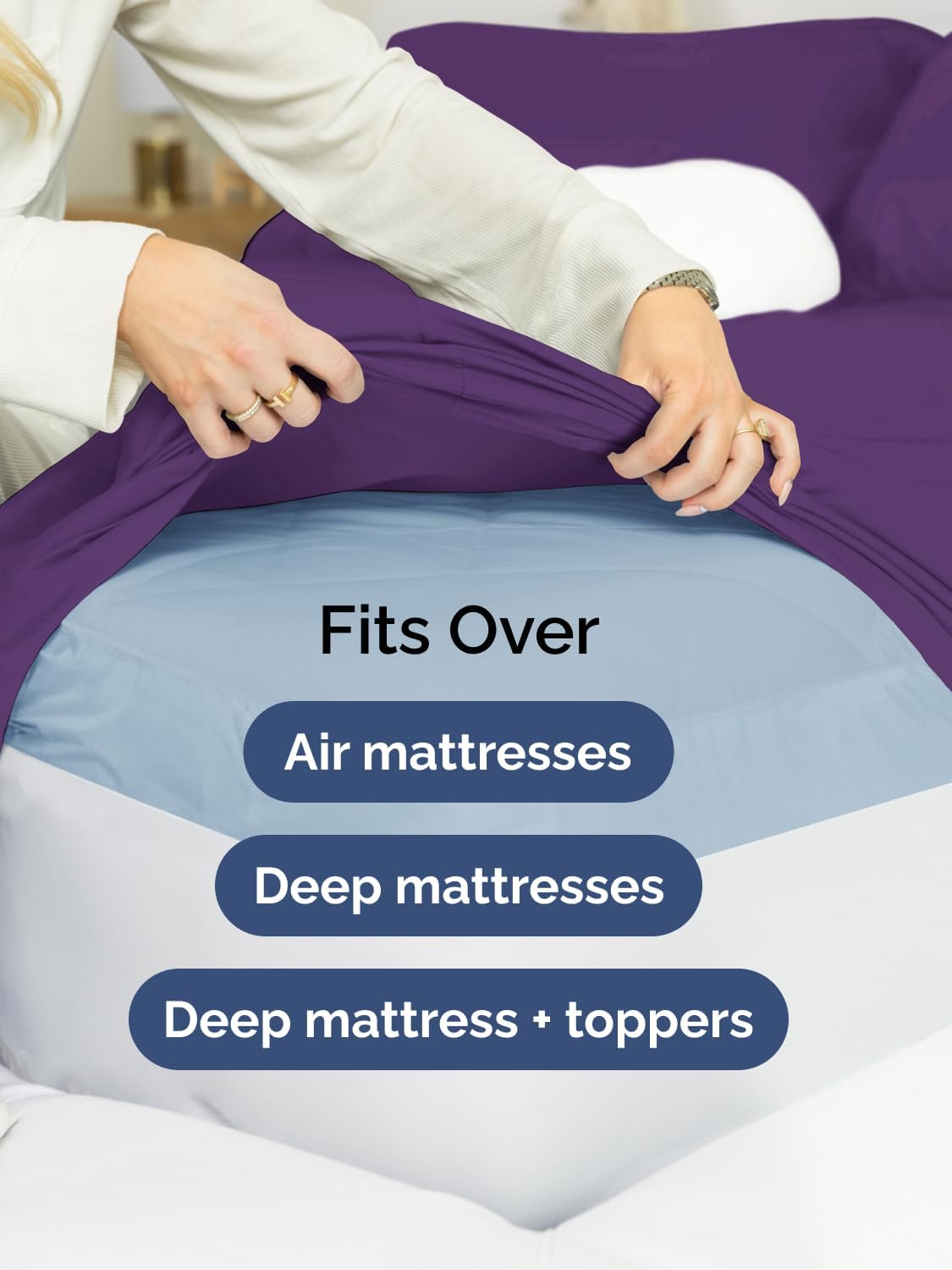 Skiennix Extra Deep King Sheet Set | 6-Piece Breathable Cooling Bedding - Soft, Wrinkle-Free Purple