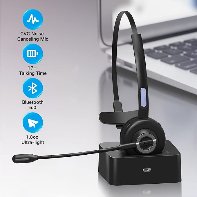 Gsou Webcam with Headset and Microphone, 1080P Webcam with Privacy Cover, Plug and Play Web Camera for Desktop Computer Zoom Meetings, Audio Bluetooth only for Headset
