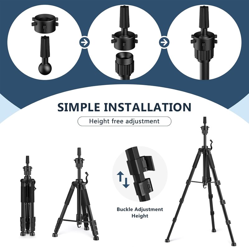 Adjustable Wig Stand Tripod - 54 Inch Heavy Duty Mannequin Head Stand with Non-Slip Base for Cosmetology