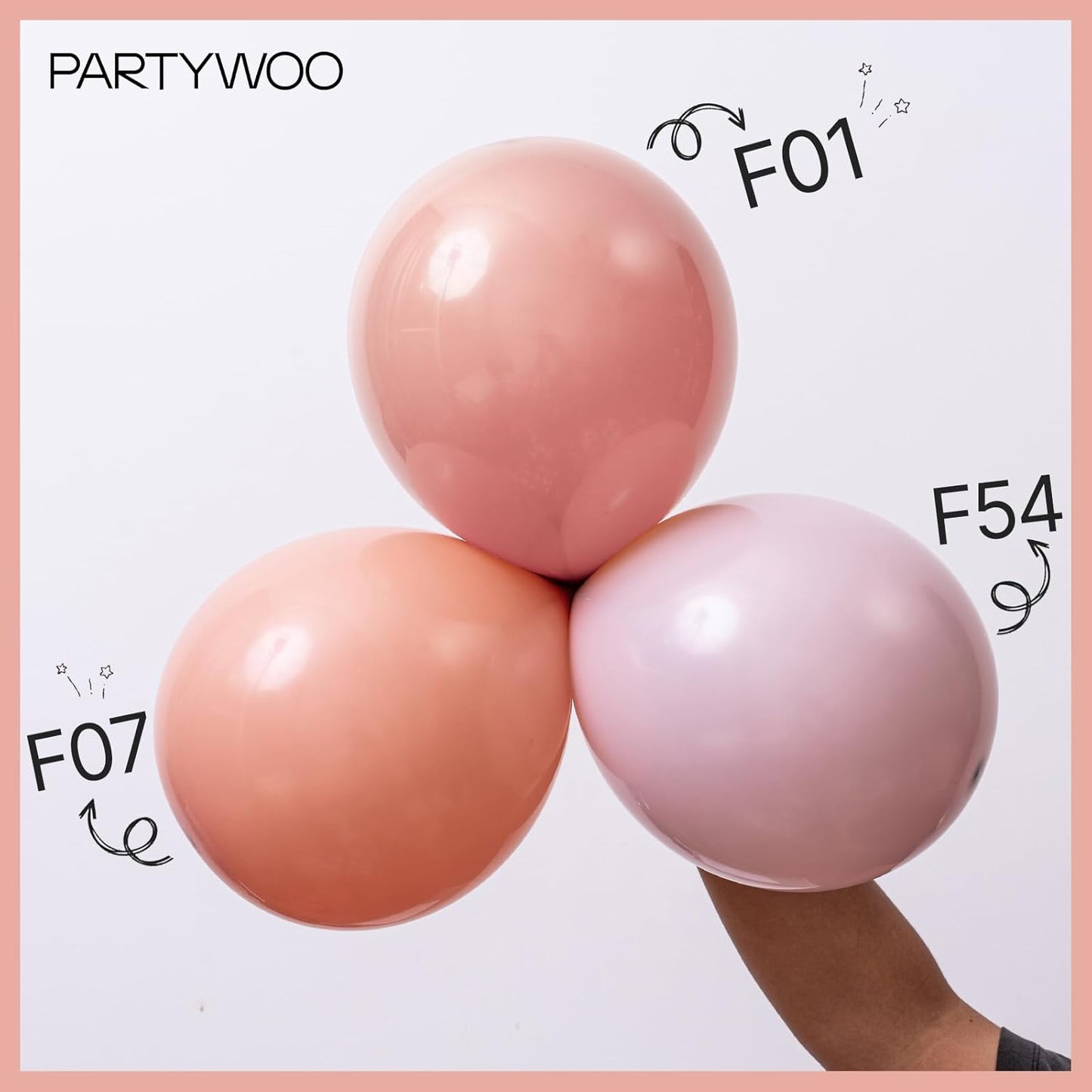 PartyWoo Dusty Pink Balloons - 100pcs Assorted Sizes 5-18 Inches | Blush Pink Boho Garland for Baby Showers & Birthdays