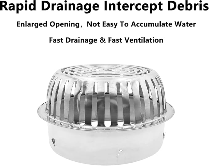 Roof Floor Drain,SAFYY 304 Stainless Steel Roof Drain Dome,Balcony Roof Dome Drain Cover,Yard Outdoor Anti Blocking Strainer,Gardens Gutter Cleaning Tool,Rain Bucket Drainage Parts (1, 200mm/8)
