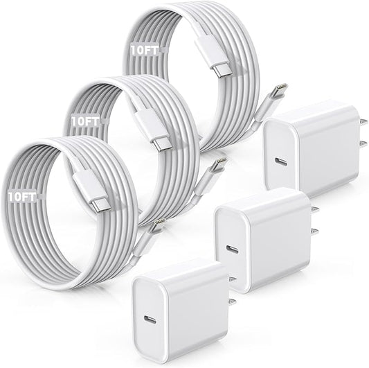 Fast Charger for iPhone 17/16/15 Charger,10FT Extra Long Fast Charging 3Pack Block USB-C to USB C Fast Charging Cable Cord for iPhone Air/17 Pro Max/iPhone 16 Pro/16 Plus/15 Pro Max,iPad Pro/Air/Mini