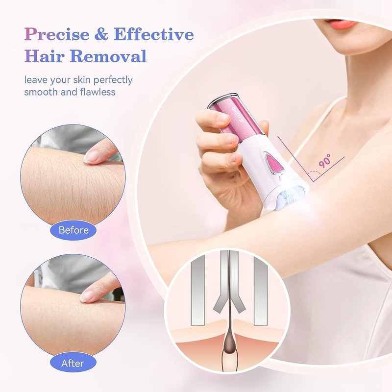 Mini Epilator - Facial Hair Remover for Women | Portable Electric Shaver with 9 Tweezers & LED Light for Precision