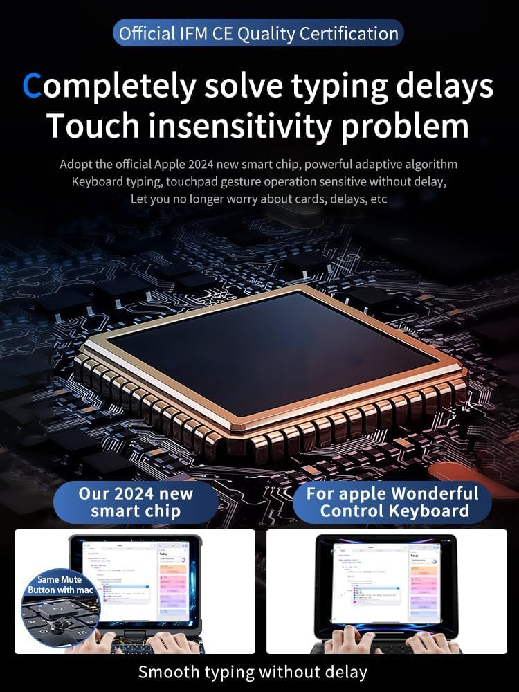 KARTICE Transparent Case with Wireless Keyboard for iPad Pro 13 inch (M4,2024), 7 Colors Backlight, Multi-Touch Trackpad, 360° Rotating Stand Case with Pencil Holder for iPad Pro 13