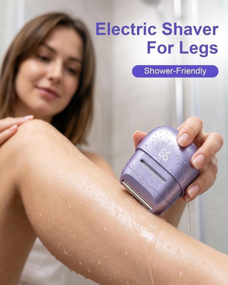 Electric Razors for Women - Waterproof Mini Rechargeable Shaver for Hair Removal | Legs, Face, Body, Bikini (Purple)