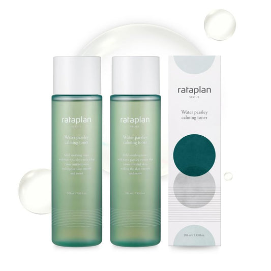 RATAPLAN Water Parsley Calming Toner 2 Pack - with Centella Asiatica, Heartleaf, Korean Skin Care, Reduce Skin Heat, Hypoallergenic Soothing Toner
